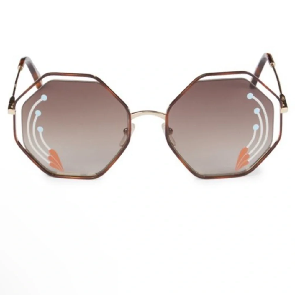 CHLOÉ Havana 58MM Hexagon Sunglasses New